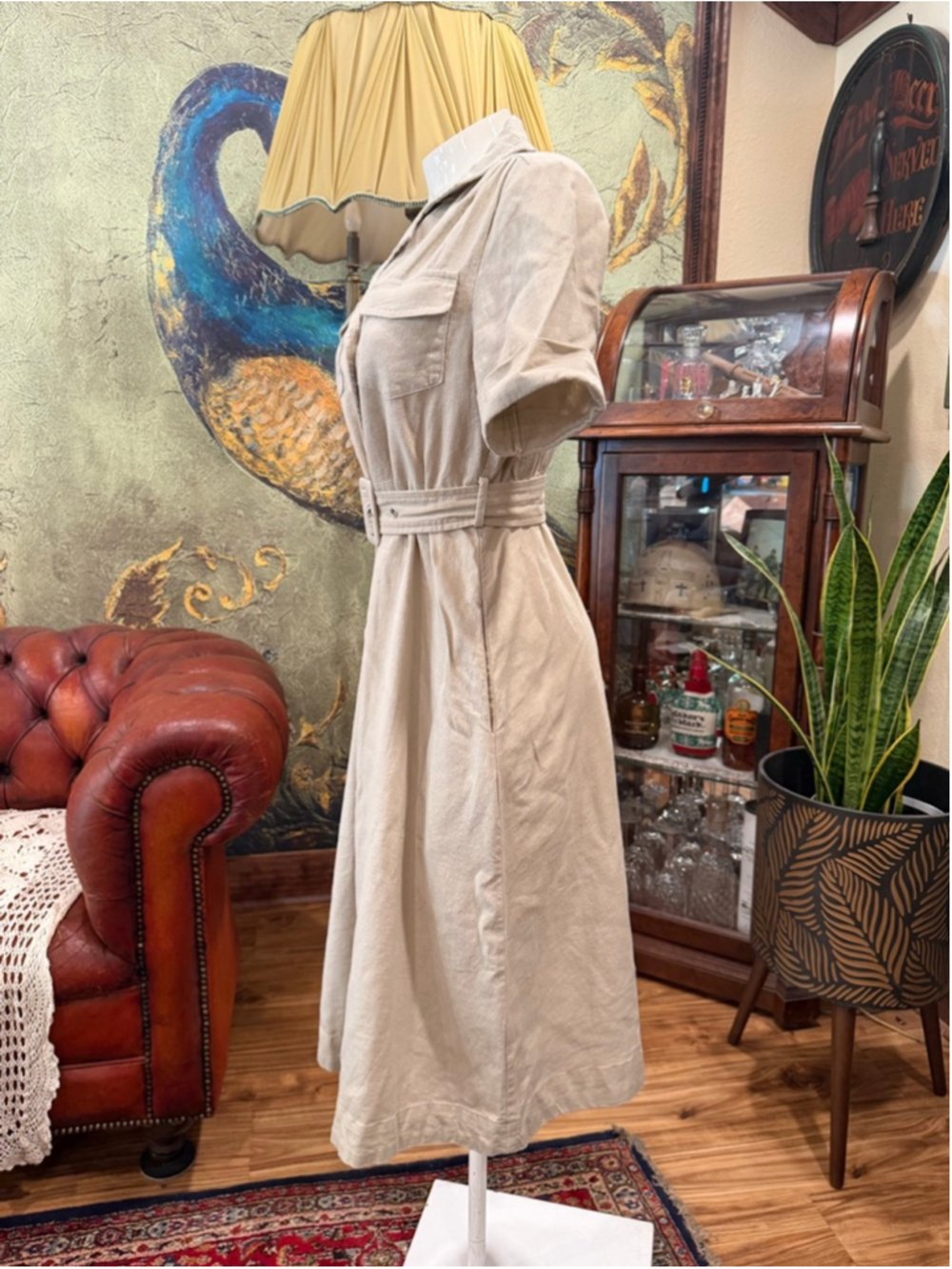 Tahari Linen Blend Belted Safari Midi Dress XS - Picture 4 of 11